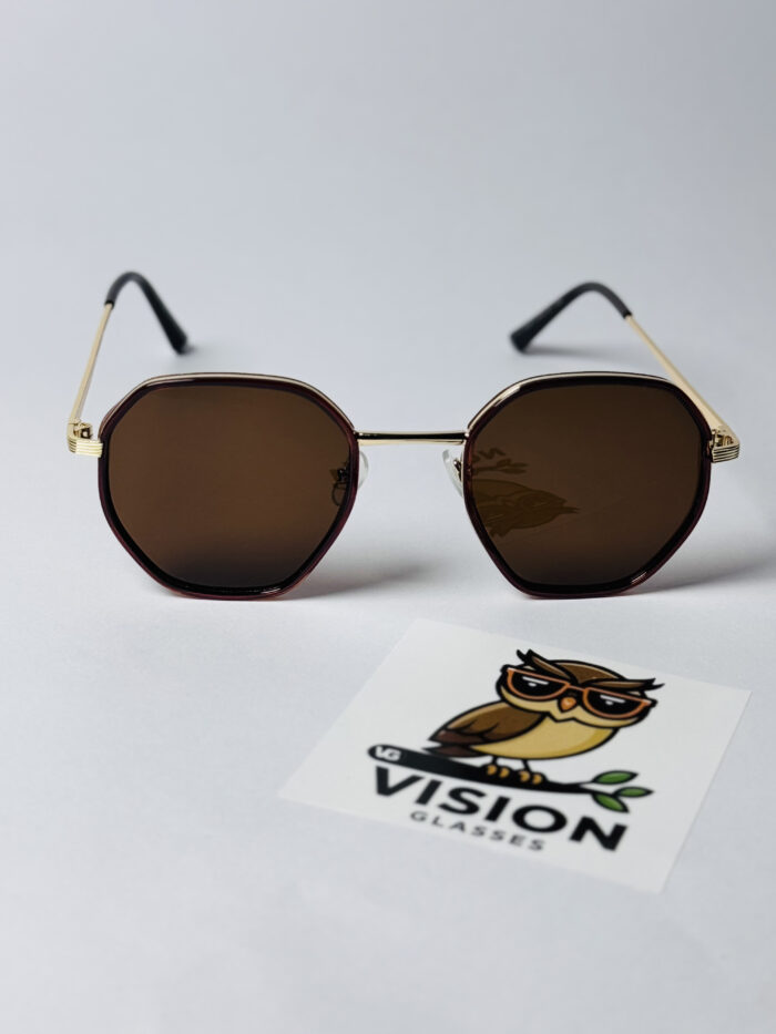 Kahverengi Geometrik Kadın Lüks Güneş Gözlüğü - Görsel 3