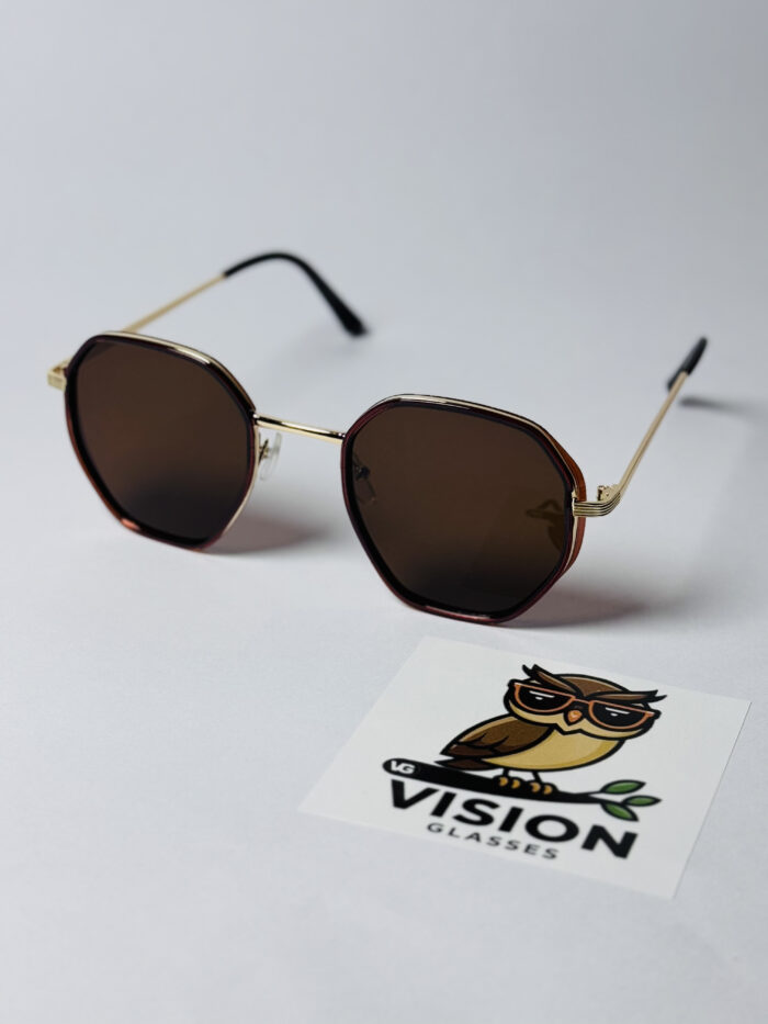 Kahverengi Geometrik Kadın Lüks Güneş Gözlüğü - Görsel 2