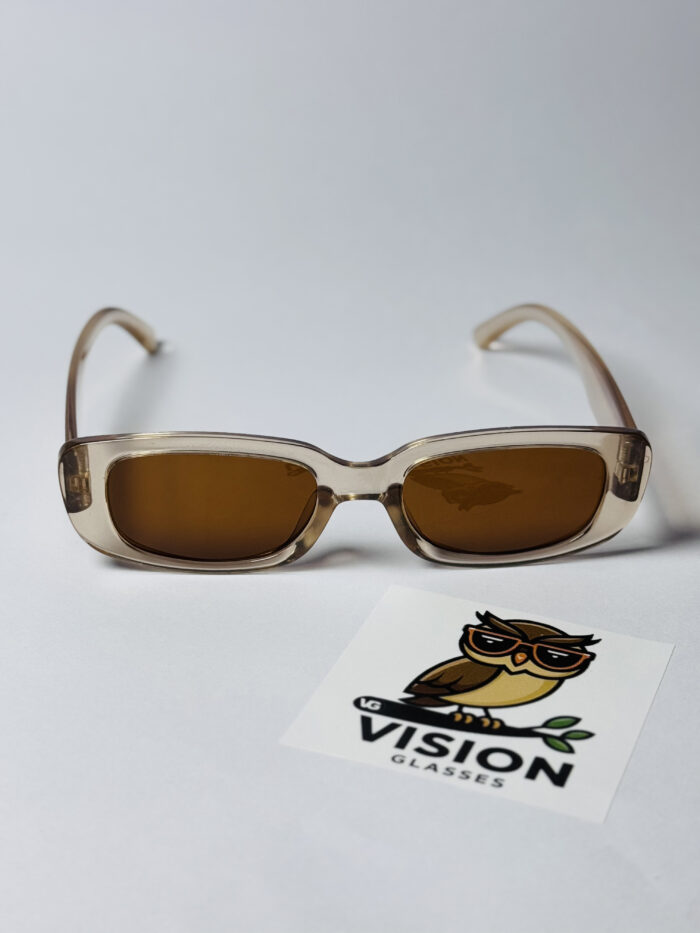 Vintage Kahverengi Dikdörtgen Unisex Güneş Gözlüğü - Görsel 2