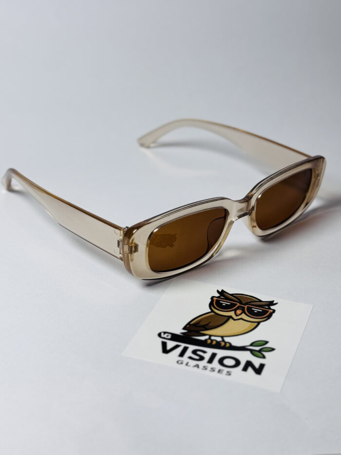 Vintage Kahverengi Dikdörtgen Unisex Güneş Gözlüğü - Görsel 3