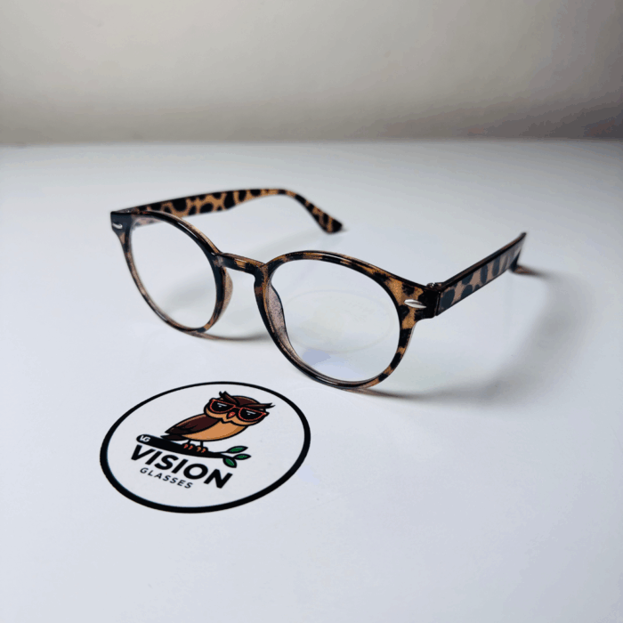 Round Leopard Unisex Yuvarlak Mavi Işık Korumalı Gözlük - Görsel 2