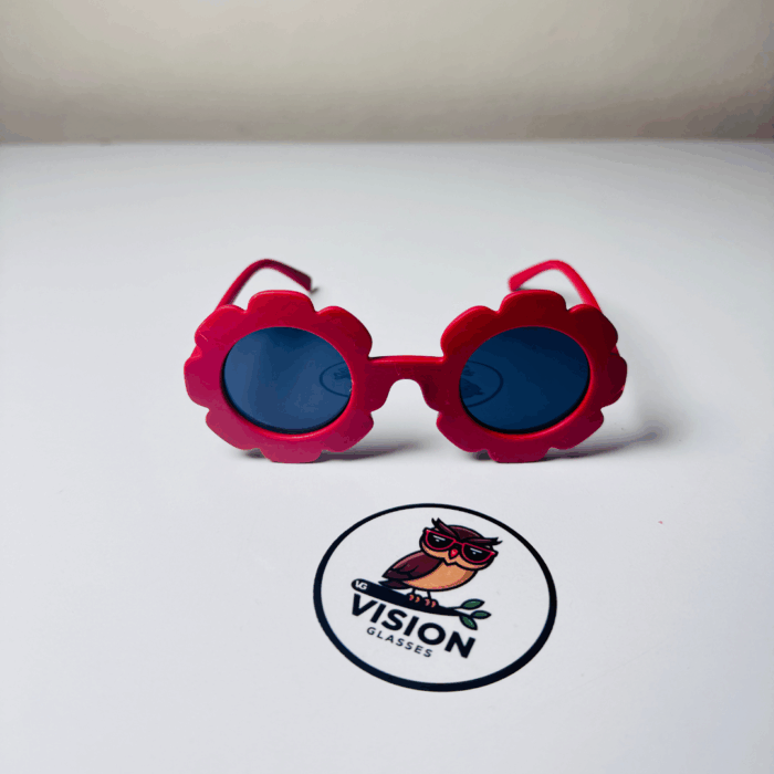 1 Çocuk Kırmızı Çiçek Hafif Güneş Gözlüğü - Görsel 2