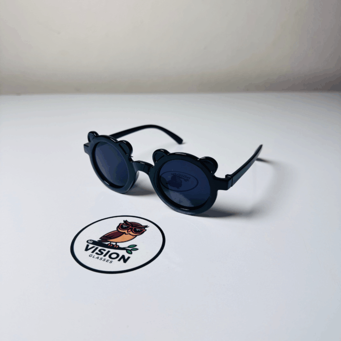 Çocuk Siyah Kulaklı Eğlenceli Yuvarlak Güneş Gözlüğü - Görsel 2