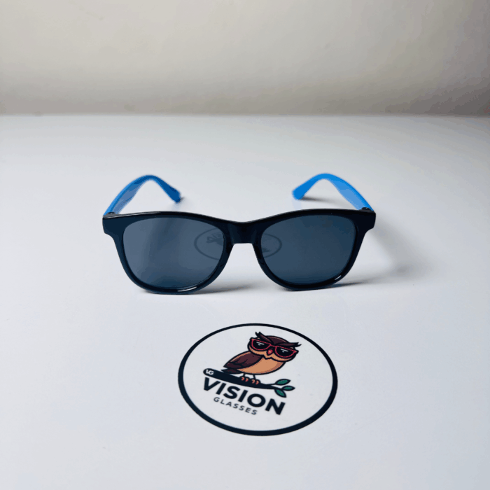 Çocuk Klasik Siyah Çerçeve Mavi Saplı Güneş Gözlüğü - Görsel 4