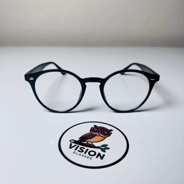 Thin Black Unisex Yuvarlak Mavi Işık Korumalı Gözlük - Görsel 2