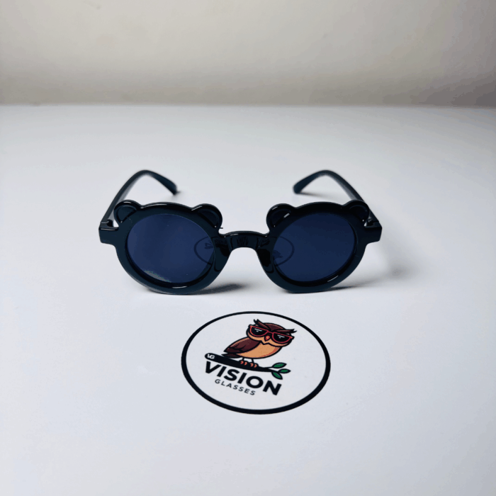 2 Çocuk Siyah Kulaklı Eğlenceli Yuvarlak Güneş Gözlüğü - Görsel 1