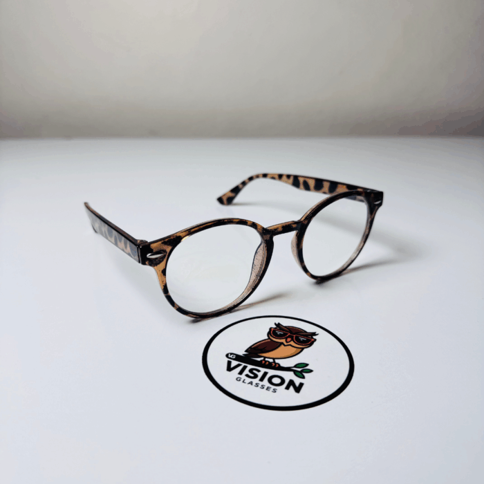 Round Leopard Unisex Yuvarlak Mavi Işık Korumalı Gözlük - Görsel 1