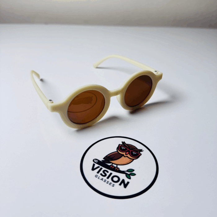 Çocuk Yuvarlak Bej Hafif Güneş Gözlüğü - Görsel 3