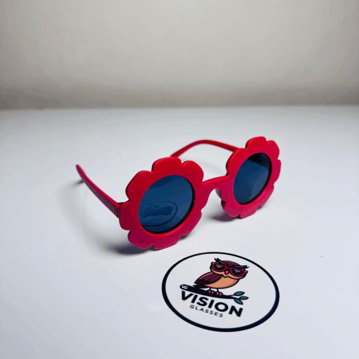 3 Çocuk Kırmızı Çiçek Hafif Güneş Gözlüğü - Görsel 3