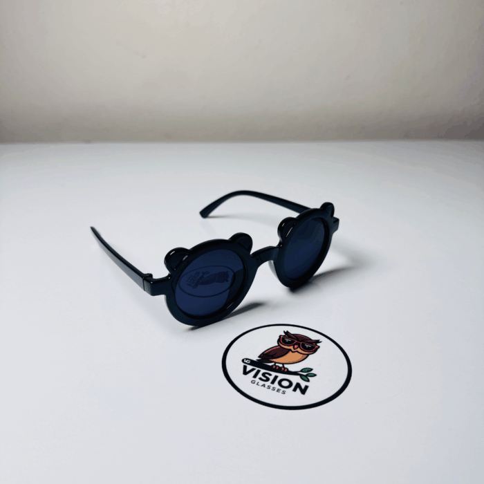 Çocuk Siyah Kulaklı Eğlenceli Yuvarlak Güneş Gözlüğü - Görsel 3