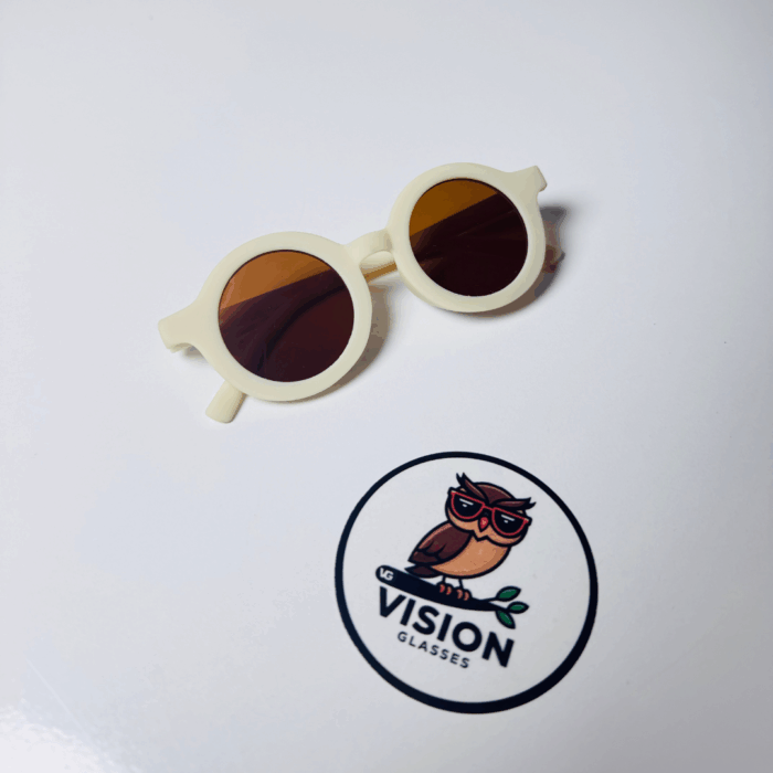 Çocuk Yuvarlak Bej Hafif Güneş Gözlüğü - Görsel 4