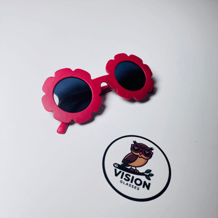 4 Çocuk Kırmızı Çiçek Hafif Güneş Gözlüğü - Görsel 4