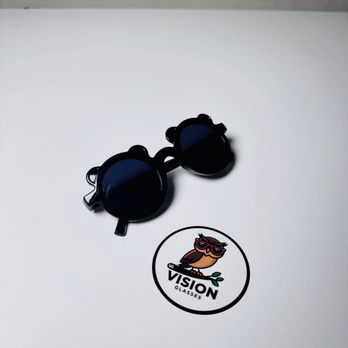 Çocuk Siyah Kulaklı Eğlenceli Yuvarlak Güneş Gözlüğü - Görsel 4