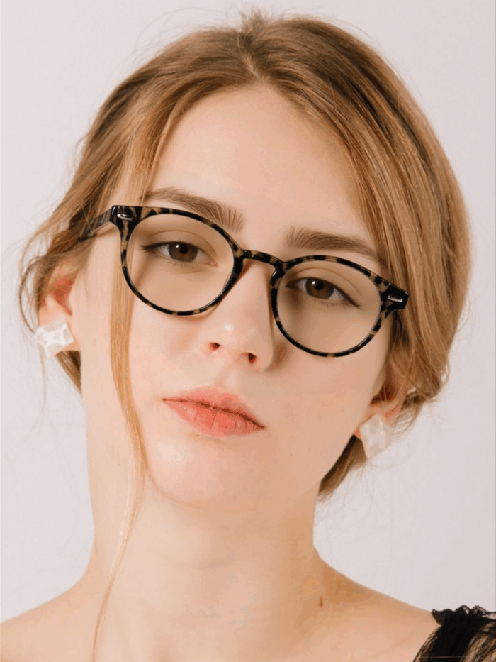 Round Leopard Unisex Yuvarlak Mavi Işık Korumalı Gözlük - Görsel 5